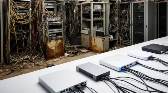 Infrastructure technologique complexe représentant la dette technique d'un site web moderne