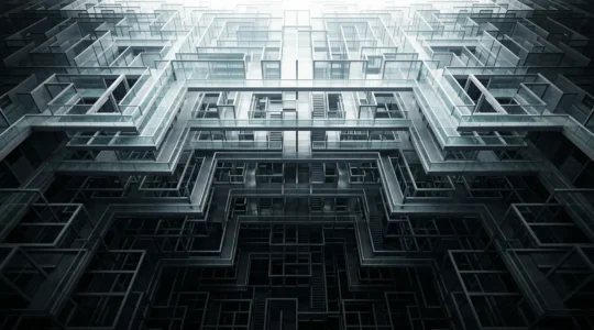 Robot d'exploration Google naviguant dans une architecture complexe de site web avec plusieurs niveaux de profondeur