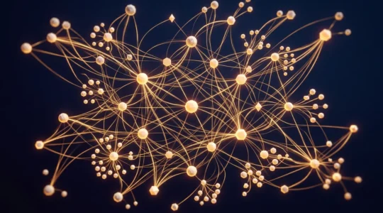 Réseau de connexions lumineuses représentant le maillage interne d'un site web