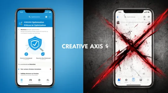 Comparaison visuelle entre un site web optimisé mobile et un site desktop avec écrans et graphiques de performance