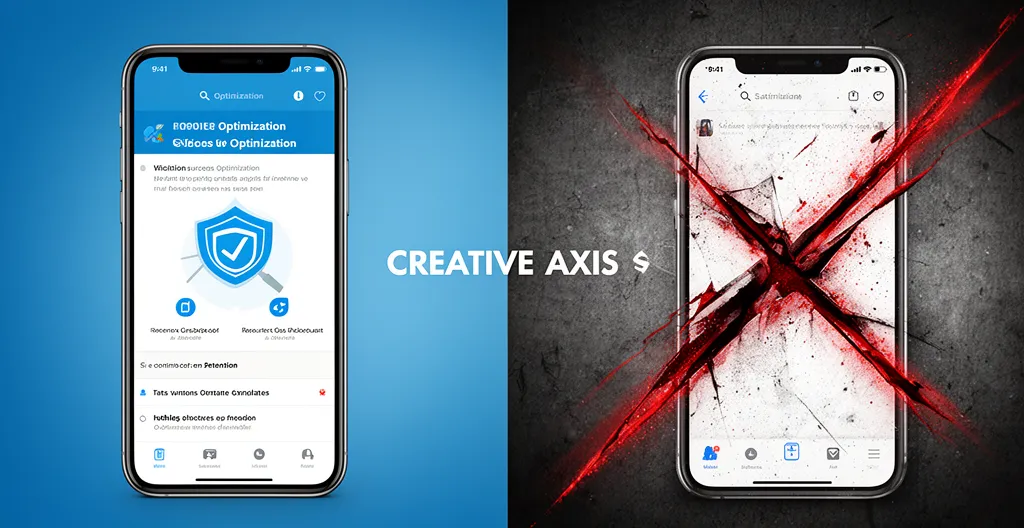 Comparaison visuelle entre un site web optimisé mobile et un site desktop avec écrans et graphiques de performance