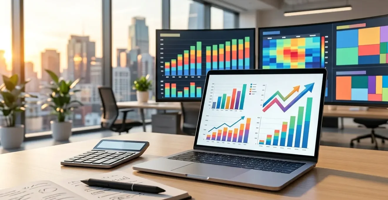 Tableau de bord d'analyse de rentabilité avec graphiques de marges et CPA par produit dans un bureau moderne