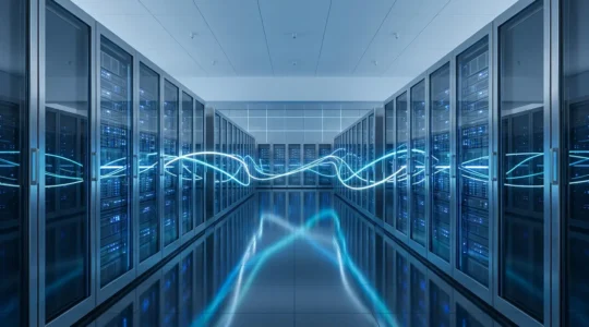 Architecture numérique sécurisée avec flux de données cryptés entre serveurs