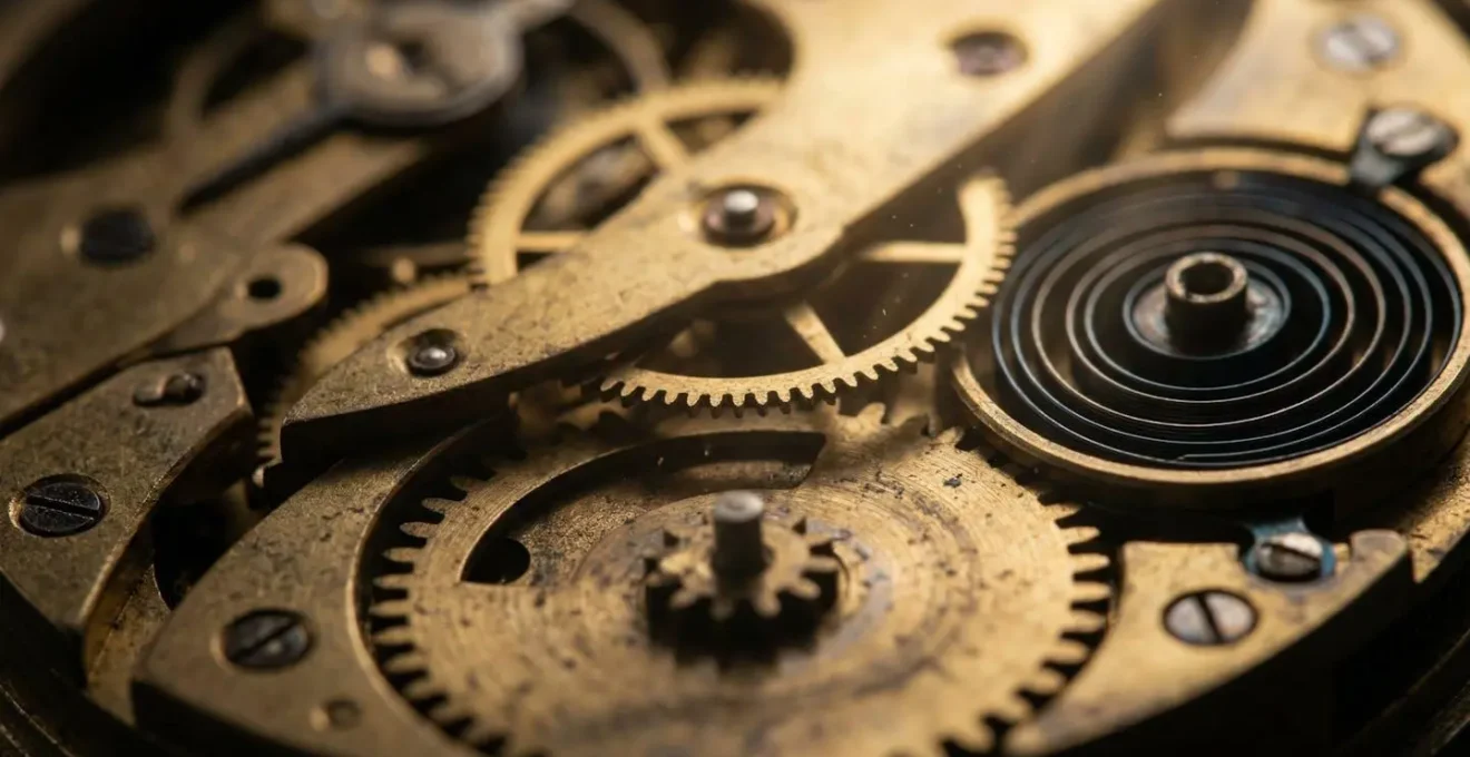 Visualisation macro d'un mécanisme d'horloge symbolisant le cycle de vie et la suppression automatique des données