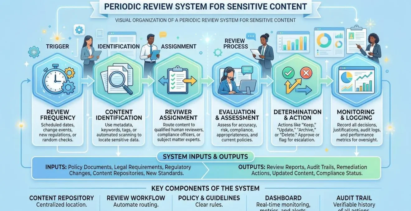 Organisation visuelle d'un système de révision périodique de contenus sensibles