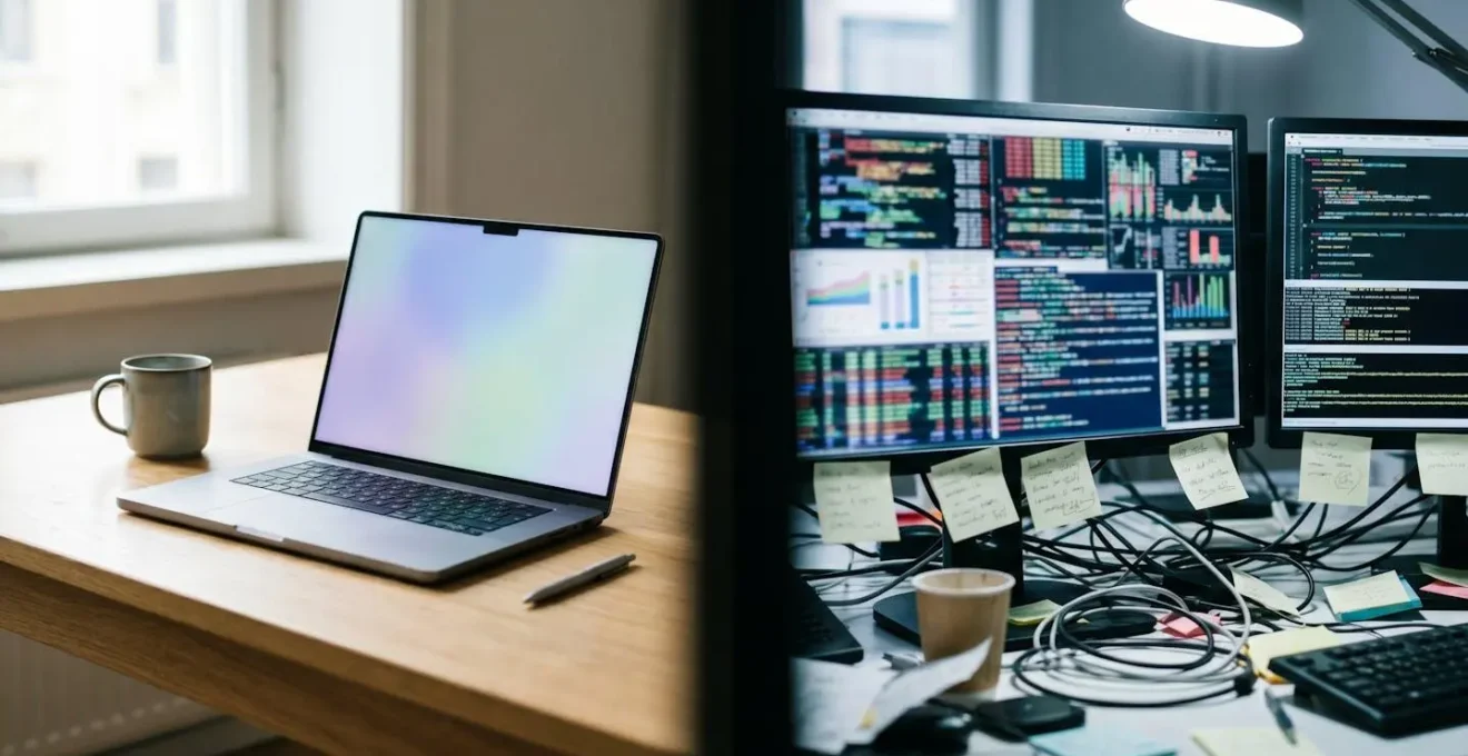 Comparaison visuelle entre interface simple et complexe d'un CRM